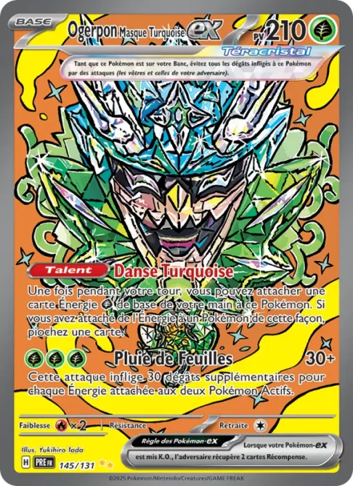 Carte Pokémon Ogerpon Masque Turquoise-ex 145/131 Illustration spéciale rare Évolutions Prismatiques