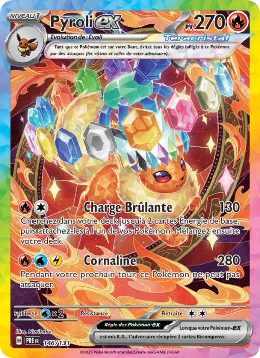 Carte Pokémon Pyroli-ex 146/131 Illustration spéciale rare Évolutions Prismatiques