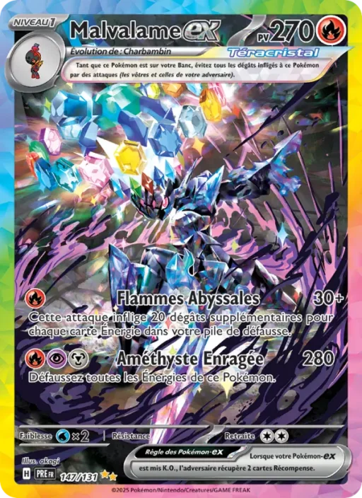 Carte Pokémon Malvalame-ex 147/131 Illustration spéciale rare Évolutions Prismatiques