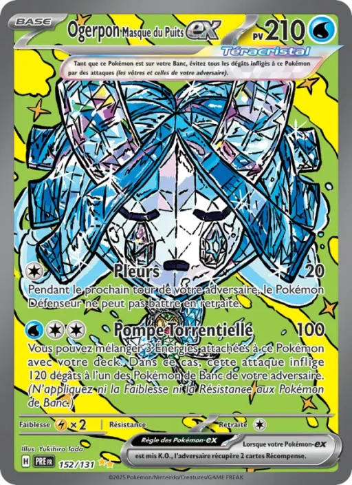 Carte Pokémon Ogerpon Masque du Puits-ex 152/131 Illustration spéciale rare Évolutions Prismatiques