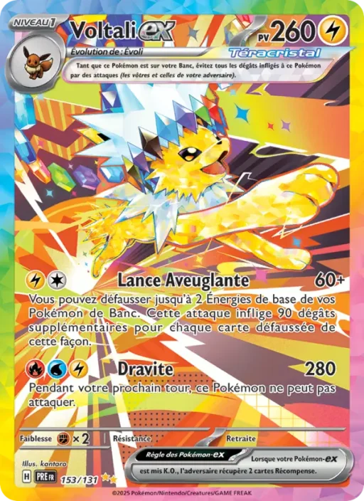 Carte Pokémon Voltali-ex 153/131 Illustration spéciale rare Évolutions Prismatiques