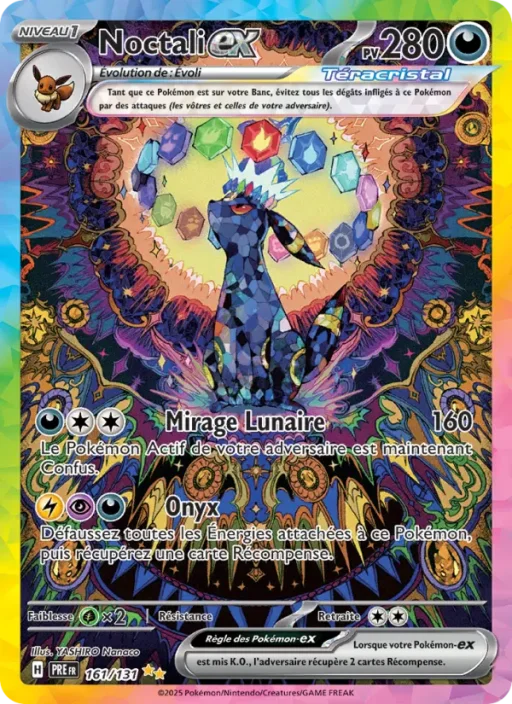 Carte Pokémon Noctali-ex 161/131 Illustration spéciale rare Évolutions Prismatiques