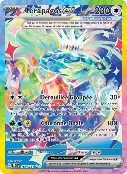 Carte Pokémon Terapagos-ex 169/131 Illustration spéciale rare Évolutions Prismatiques