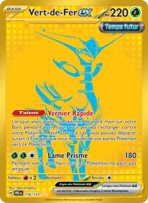 Carte Pokémon Vert-de-Fer-ex 176/131 Hyper rare Évolutions Prismatiques