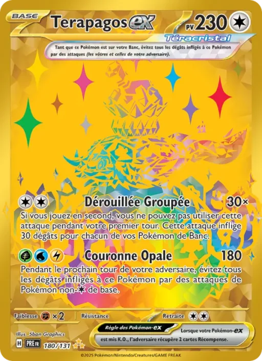 Carte Pokémon Terapagos-ex 180/131 Hyper rare Évolutions Prismatiques