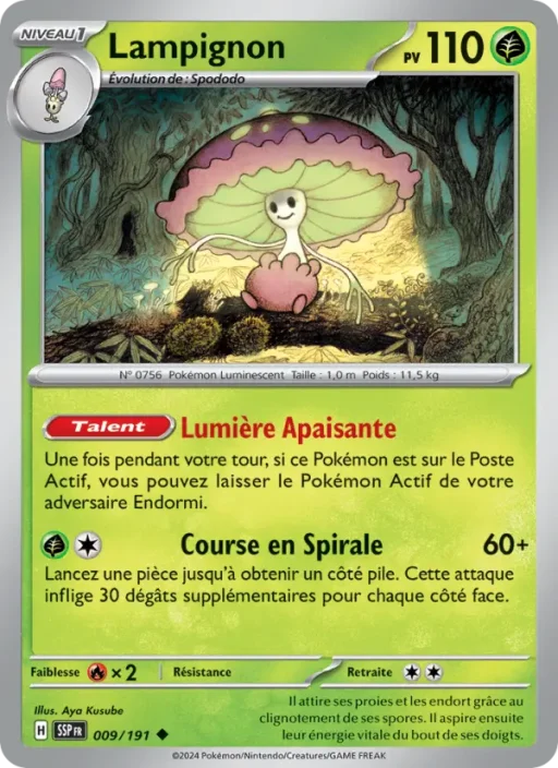 Carte Pokémon Lampignon 009/191 Peu Commune Étincelles Déferlantes