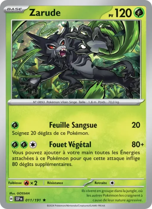Carte Pokémon Zarude 011/191 Rare Étincelles Déferlantes