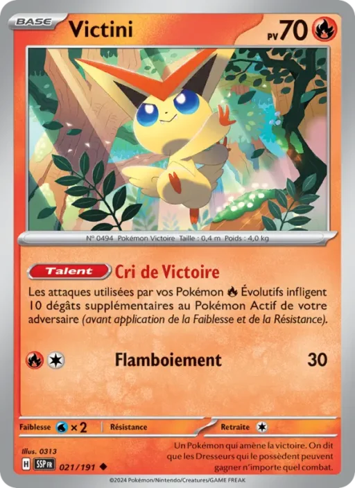 Carte Pokémon Victini 021/191 Peu Commune Étincelles Déferlantes