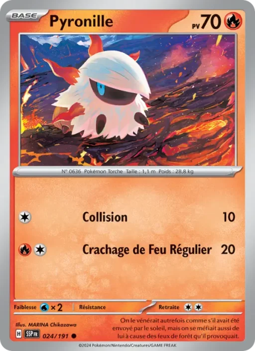 Carte Pokémon Pyronille 024/191 Commune Étincelles Déferlantes