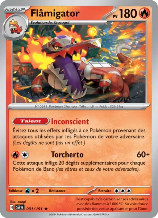 Carte Pokémon Flâmigator 031/191 Rare Étincelles Déferlantes