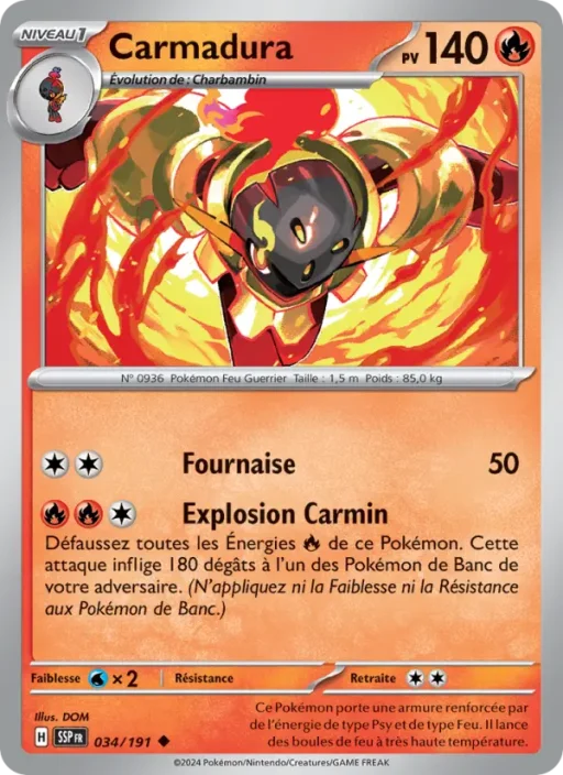 Carte Pokémon Carmadura 034/191 Peu Commune Étincelles Déferlantes
