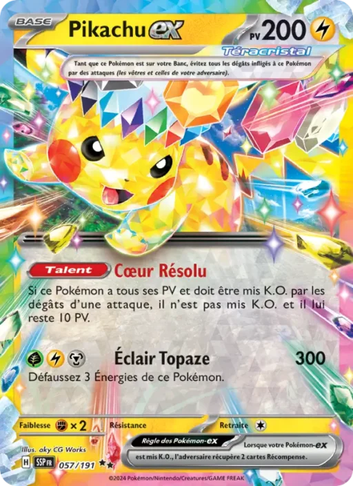 Carte Pokémon Pikachu-ex 057/191 Double rare Étincelles Déferlantes