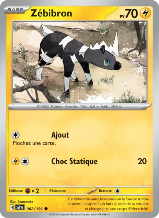 Carte Pokémon Zébibron 062/191 Commune Étincelles Déferlantes