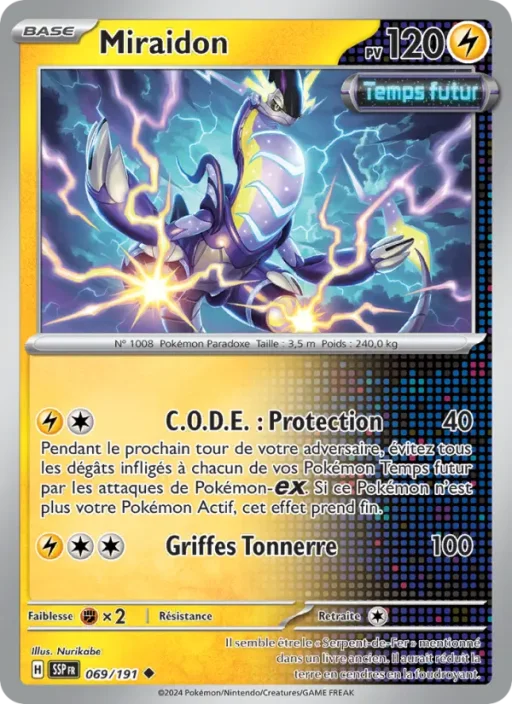 Carte Pokémon Miraidon 069/191 Peu Commune Étincelles Déferlantes
