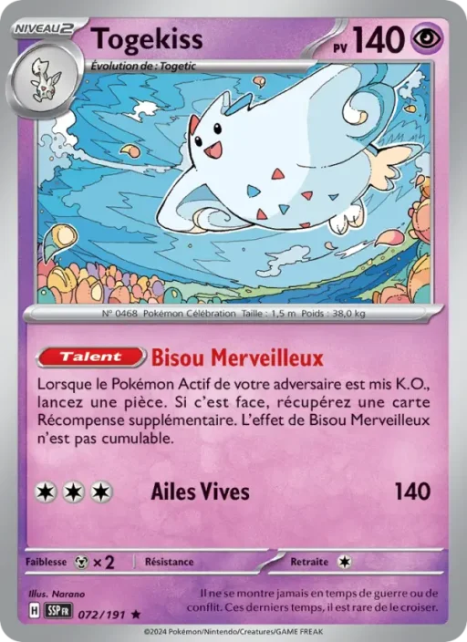 Carte Pokémon Togekiss 072/191 Rare Étincelles Déferlantes
