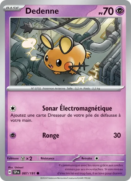 Carte Pokémon Dedenne 087/191 Commune Étincelles Déferlantes
