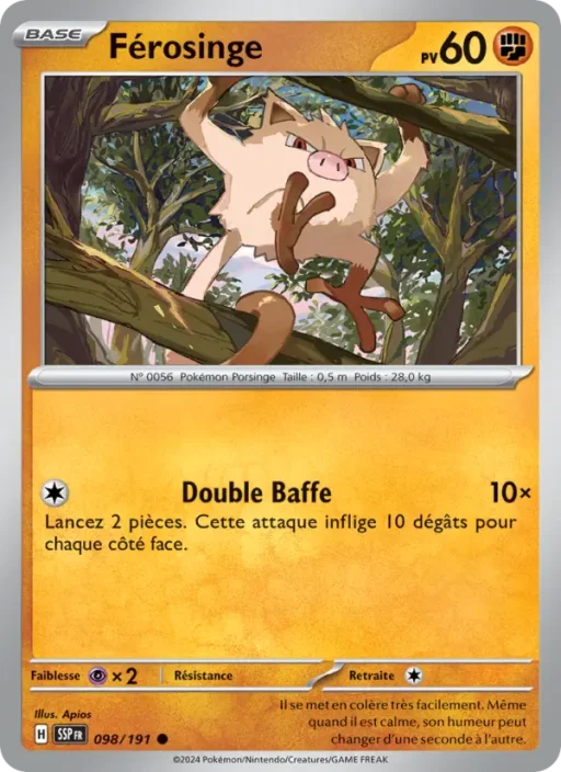 Carte Pokémon Férosinge 098/191 Commune Étincelles Déferlantes