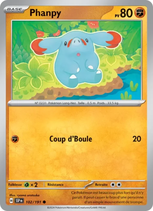 Carte Pokémon Phanpy 102/191 Commune Étincelles Déferlantes