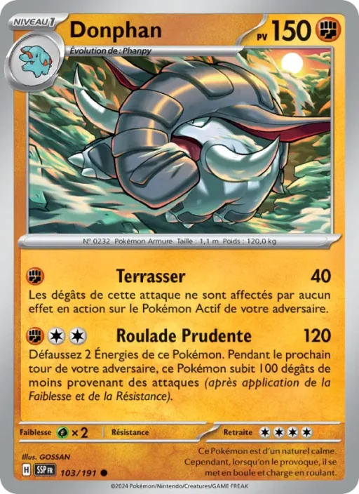 Carte Pokémon Donphan 103/191 Commune Étincelles Déferlantes