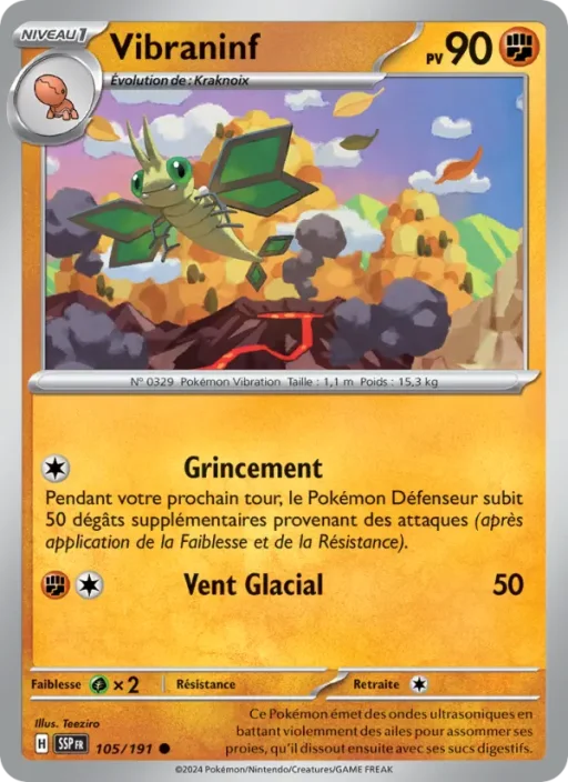 Carte Pokémon Vibraninf 105/191 Commune Étincelles Déferlantes