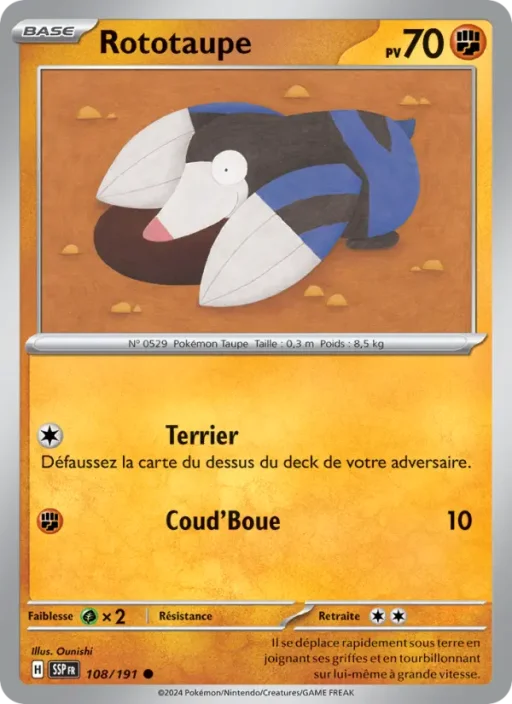 Carte Pokémon Rototaupe 108/191 Commune Étincelles Déferlantes