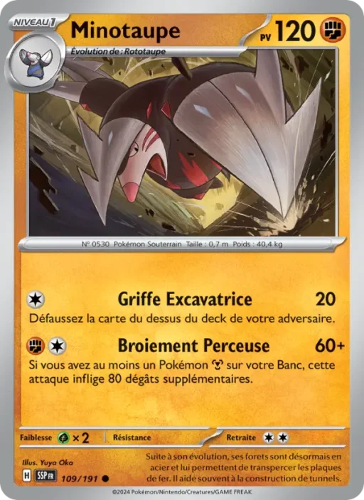 Carte Pokémon Minotaupe 109/191 Commune Étincelles Déferlantes