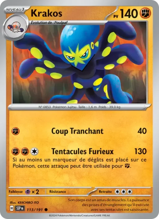 Carte Pokémon Krakos 113/191 Commune Étincelles Déferlantes