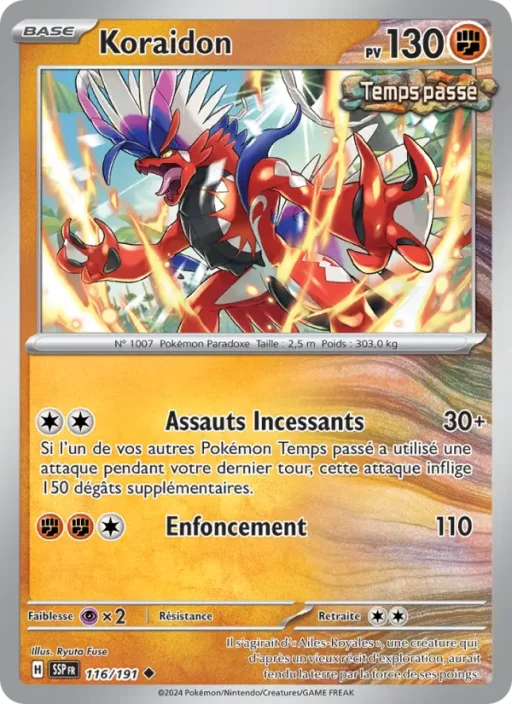 Carte Pokémon Koraidon 116/191 Peu Commune Étincelles Déferlantes