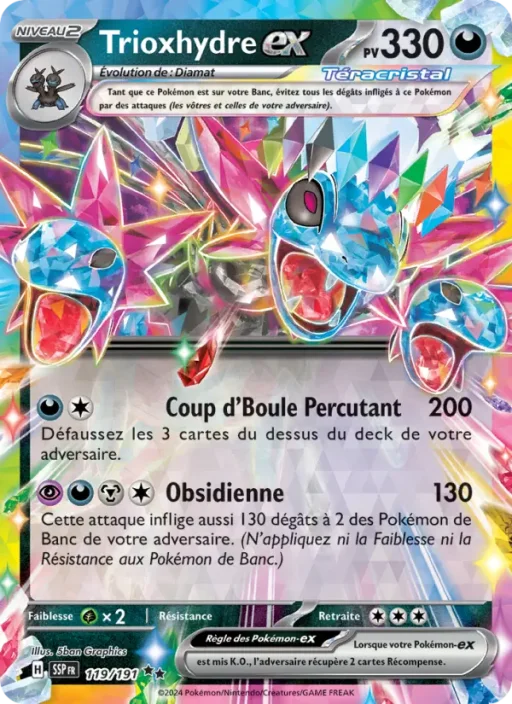 Carte Pokémon Trioxhydre-ex 119/191 Double rare Étincelles Déferlantes