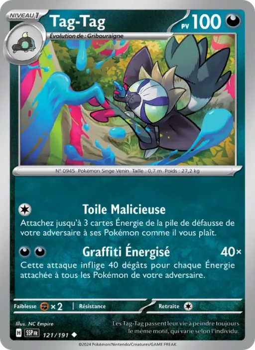 Carte Pokémon Tag-Tag 121/191 Peu Commune Étincelles Déferlantes