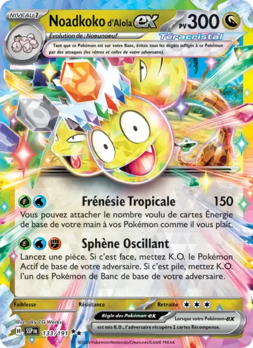 Carte Pokémon Noadkoko d'Alola-ex 133/191 Double rare Étincelles Déferlantes