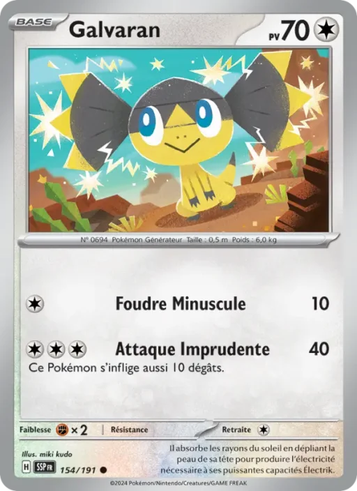Carte Pokémon Galvaran 154/191 Commune Étincelles Déferlantes