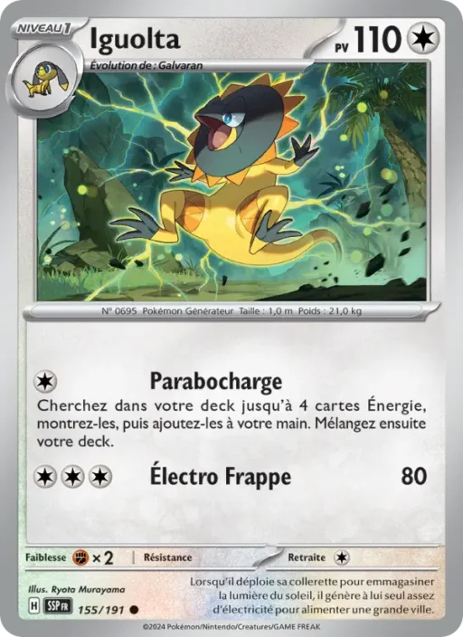 Carte Pokémon Iguolta 155/191 Commune Étincelles Déferlantes
