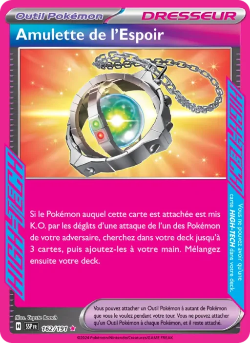 Carte Pokémon Amulette de l'Espoir 162/191 HIGH-TECG rare Étincelles Déferlantes