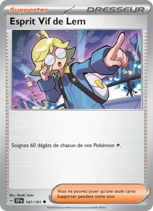 Carte Pokémon Esprit Vif de Lem 167/191 Peu Commune Étincelles Déferlantes