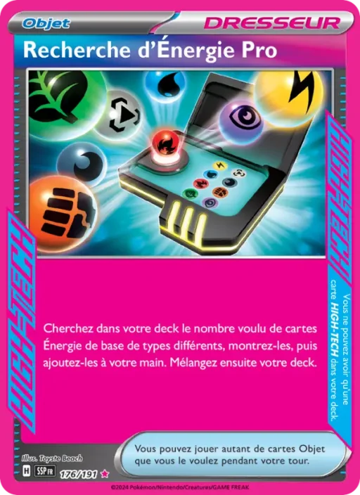 Carte Pokémon Recherche d'Énergie Pro 176/191 HIGH-TECG rare Étincelles Déferlantes