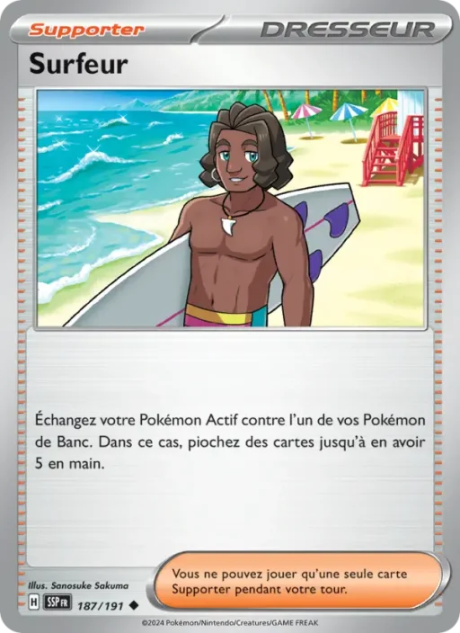 Carte Pokémon Surfeur 187/191 Peu Commune Étincelles Déferlantes