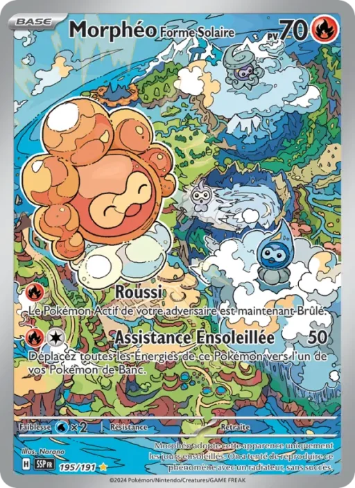 Carte Pokémon Morphéo Forme Solaire 195/191 Illustration rare Étincelles Déferlantes