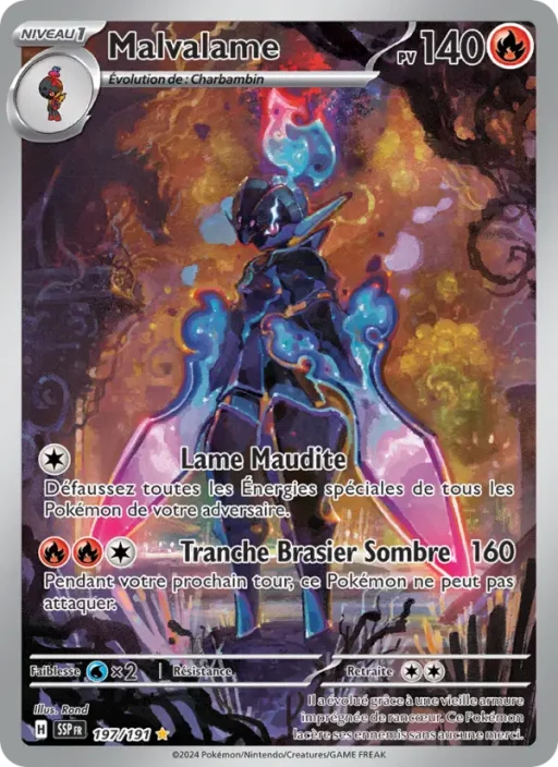 Carte Pokémon Malvalame 197/191 Illustration rare Étincelles Déferlantes