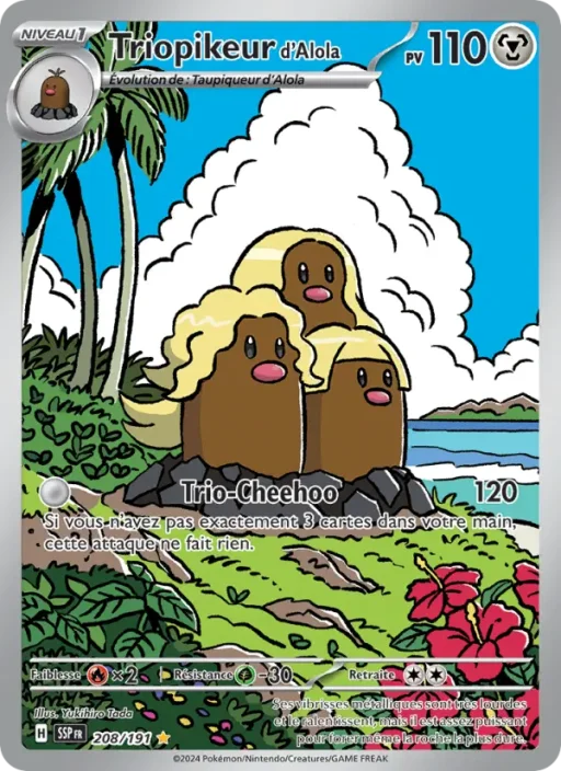 Carte Pokémon Triopikeur d'Alola 208/191 Illustration rare Étincelles Déferlantes