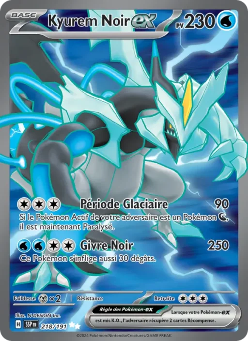 Carte Pokémon Kyurem Noir-ex 218/191 Ultra Rare Étincelles Déferlantes