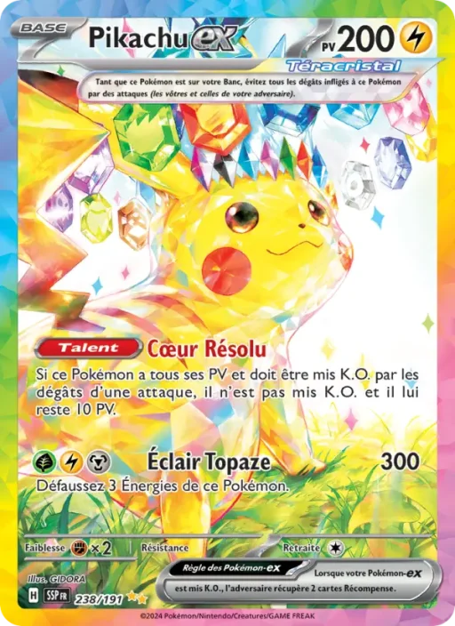 Carte Pokémon Pikachu-ex 238/191 Illustration spéciale rare Étincelles Déferlantes
