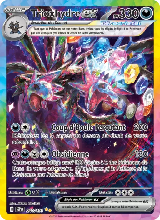 Carte Pokémon Trioxhydre-ex 240/191 Illustration spéciale rare Étincelles Déferlantes