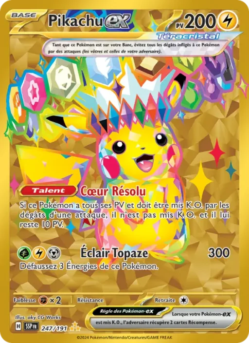 Carte Pokémon Pikachu-ex 247/191 Hyper rare Étincelles Déferlantes