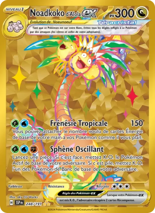 Carte Pokémon Noadkoko d'Alola-ex 248/191 Hyper rare Étincelles Déferlantes