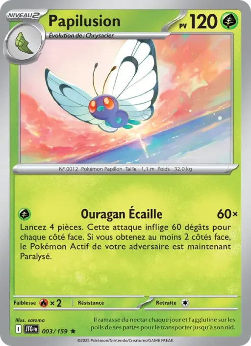 Carte Pokémon Papilusion 003/159 Rare Aventures Ensemble