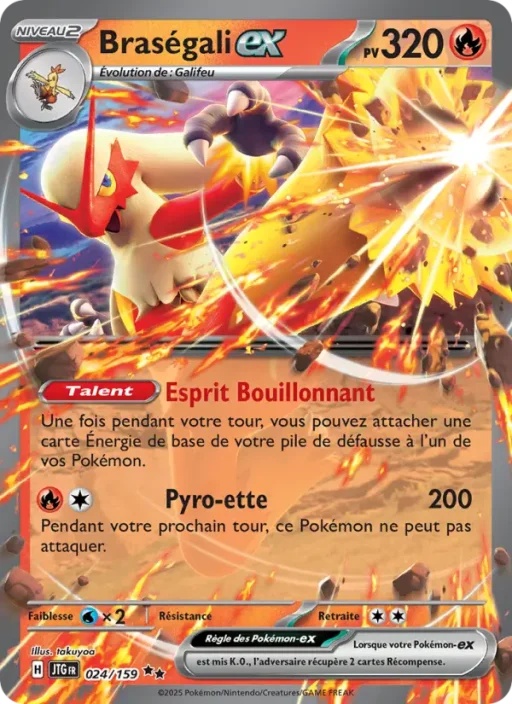Carte Pokémon Braségali-ex 024/159 Double rare Aventures Ensemble