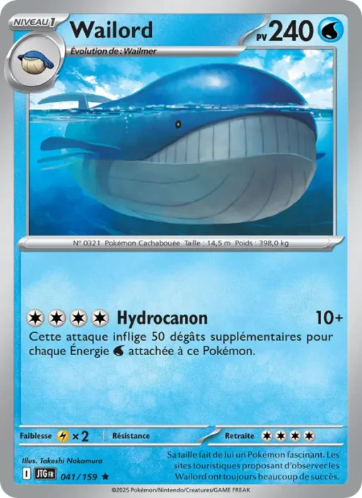 Carte Pokémon Wailord 041/159 Rare Aventures Ensemble