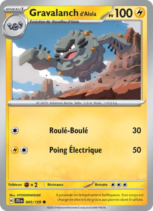 Carte Pokémon Gravalanch d'Alola 045/159 Commune Aventures Ensemble