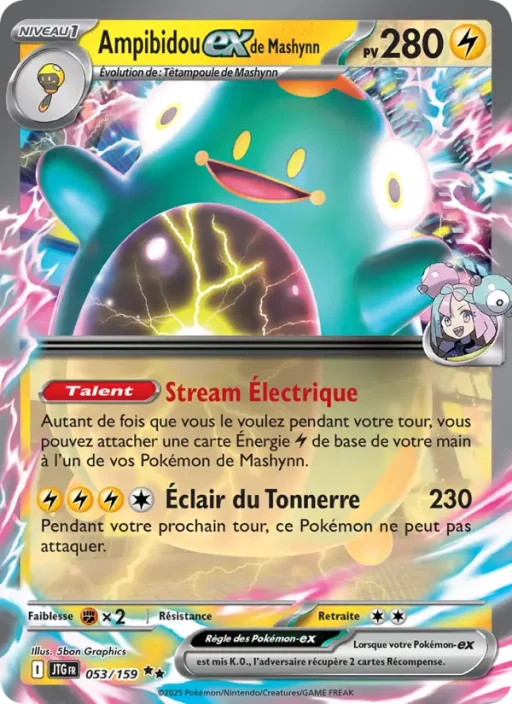 Carte Pokémon Ampibidou-ex de Mashynn 053/159 Double rare Aventures Ensemble